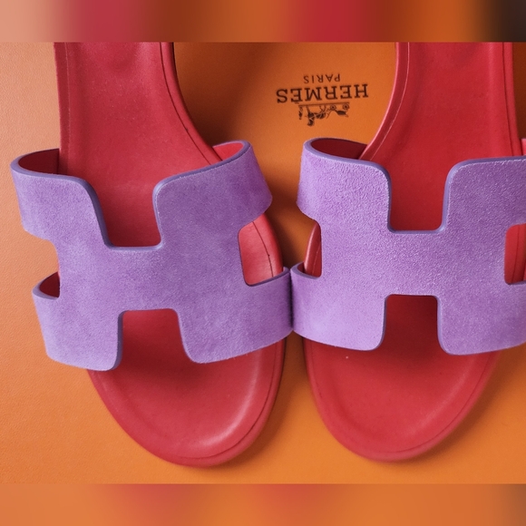 Hermes Oasis Sandal Purple Suede Size 41 - Picture 2 of 5